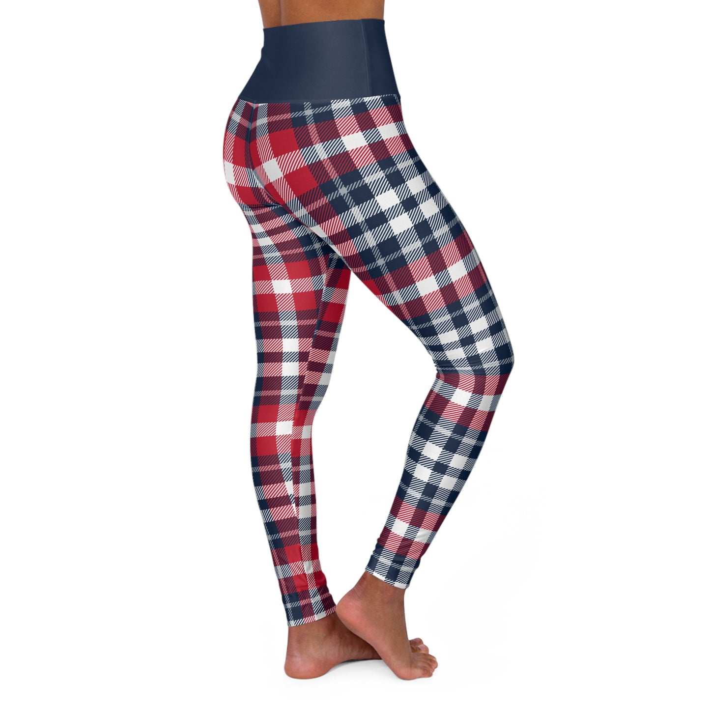 Let's Go Pats - Plaid High Waisted Leggings, Activewear