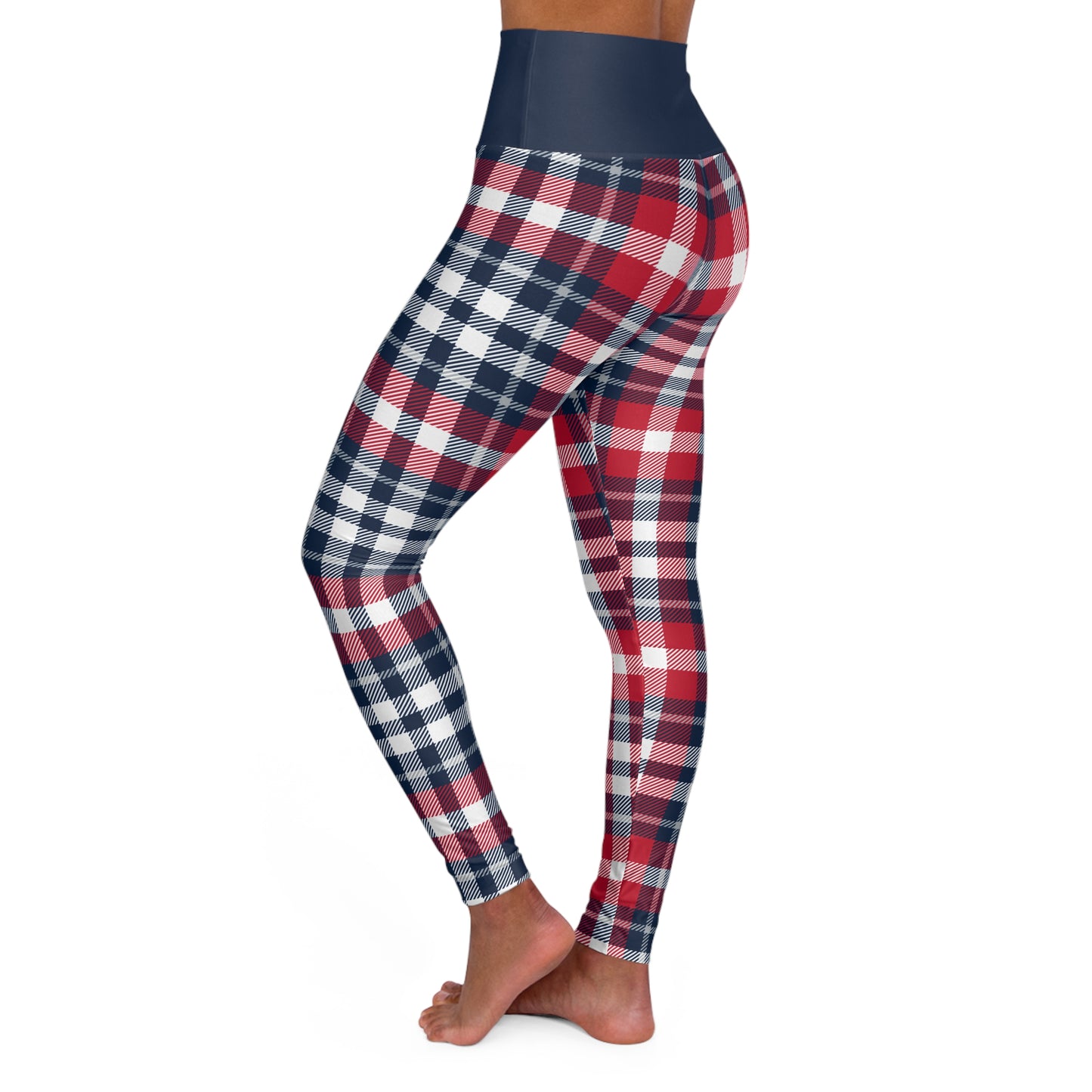 Let's Go Pats - Plaid High Waisted Leggings, Activewear
